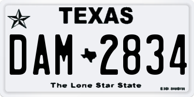 TX license plate DAM2834