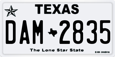 TX license plate DAM2835
