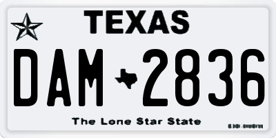 TX license plate DAM2836