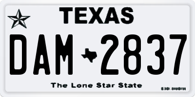 TX license plate DAM2837
