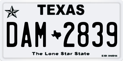 TX license plate DAM2839