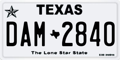 TX license plate DAM2840