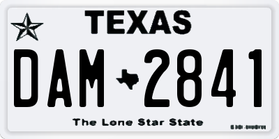 TX license plate DAM2841