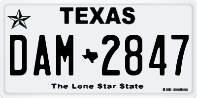 TX license plate DAM2847
