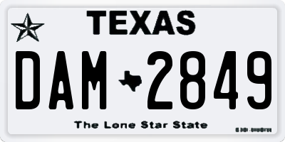 TX license plate DAM2849