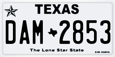 TX license plate DAM2853