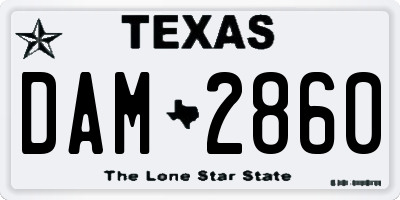 TX license plate DAM2860