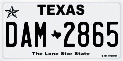 TX license plate DAM2865