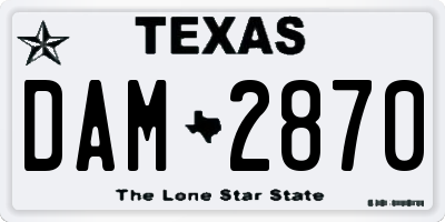TX license plate DAM2870