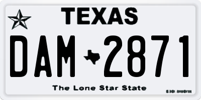 TX license plate DAM2871