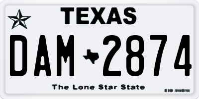 TX license plate DAM2874