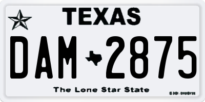 TX license plate DAM2875