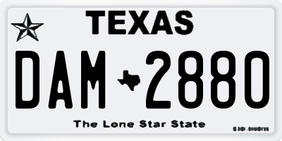 TX license plate DAM2880