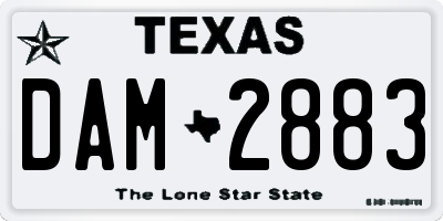 TX license plate DAM2883