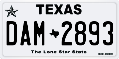 TX license plate DAM2893