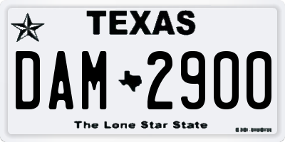 TX license plate DAM2900