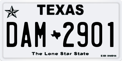 TX license plate DAM2901