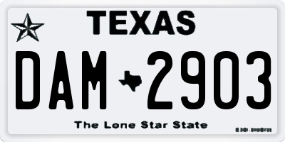 TX license plate DAM2903