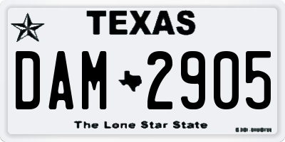 TX license plate DAM2905