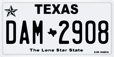 TX license plate DAM2908