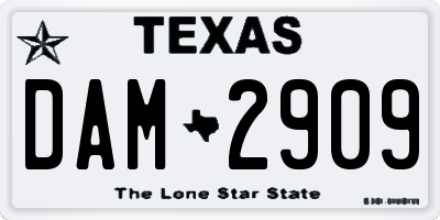 TX license plate DAM2909