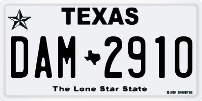 TX license plate DAM2910