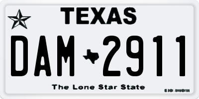 TX license plate DAM2911