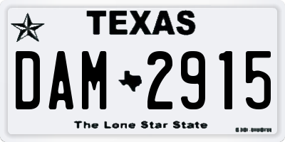 TX license plate DAM2915