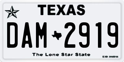 TX license plate DAM2919