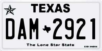 TX license plate DAM2921