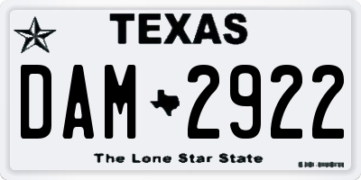 TX license plate DAM2922