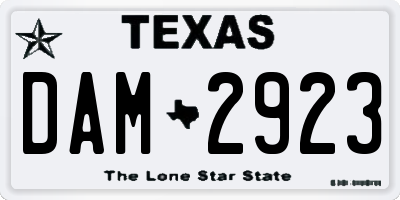 TX license plate DAM2923