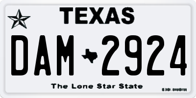 TX license plate DAM2924