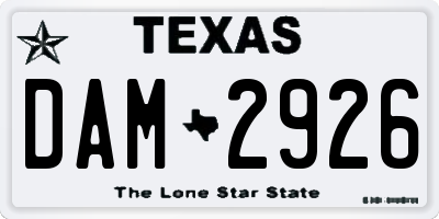 TX license plate DAM2926