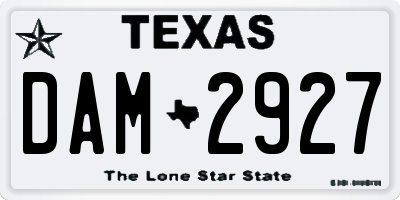 TX license plate DAM2927
