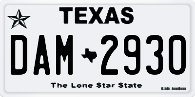TX license plate DAM2930