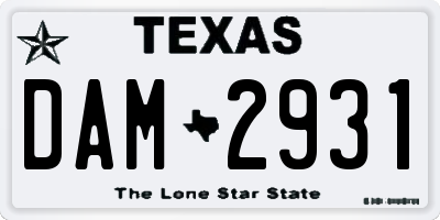 TX license plate DAM2931
