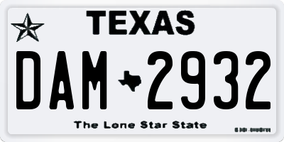 TX license plate DAM2932