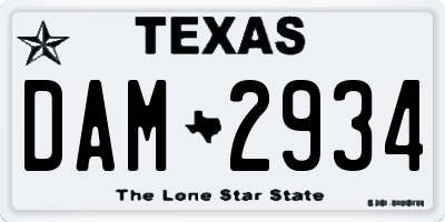 TX license plate DAM2934