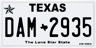 TX license plate DAM2935