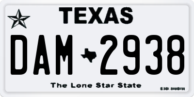 TX license plate DAM2938