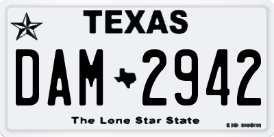 TX license plate DAM2942
