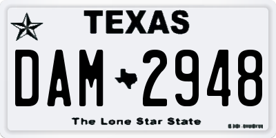 TX license plate DAM2948