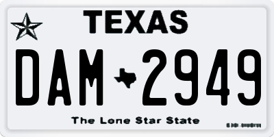 TX license plate DAM2949