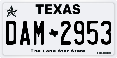 TX license plate DAM2953