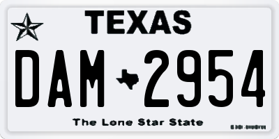TX license plate DAM2954