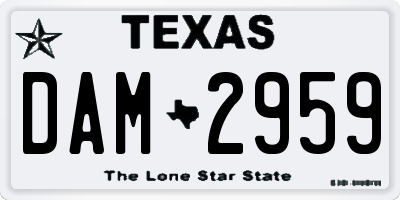 TX license plate DAM2959