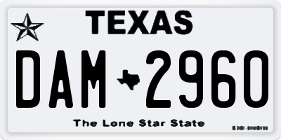 TX license plate DAM2960