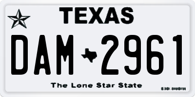 TX license plate DAM2961
