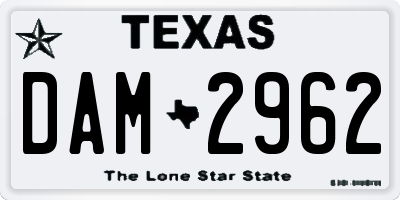 TX license plate DAM2962
